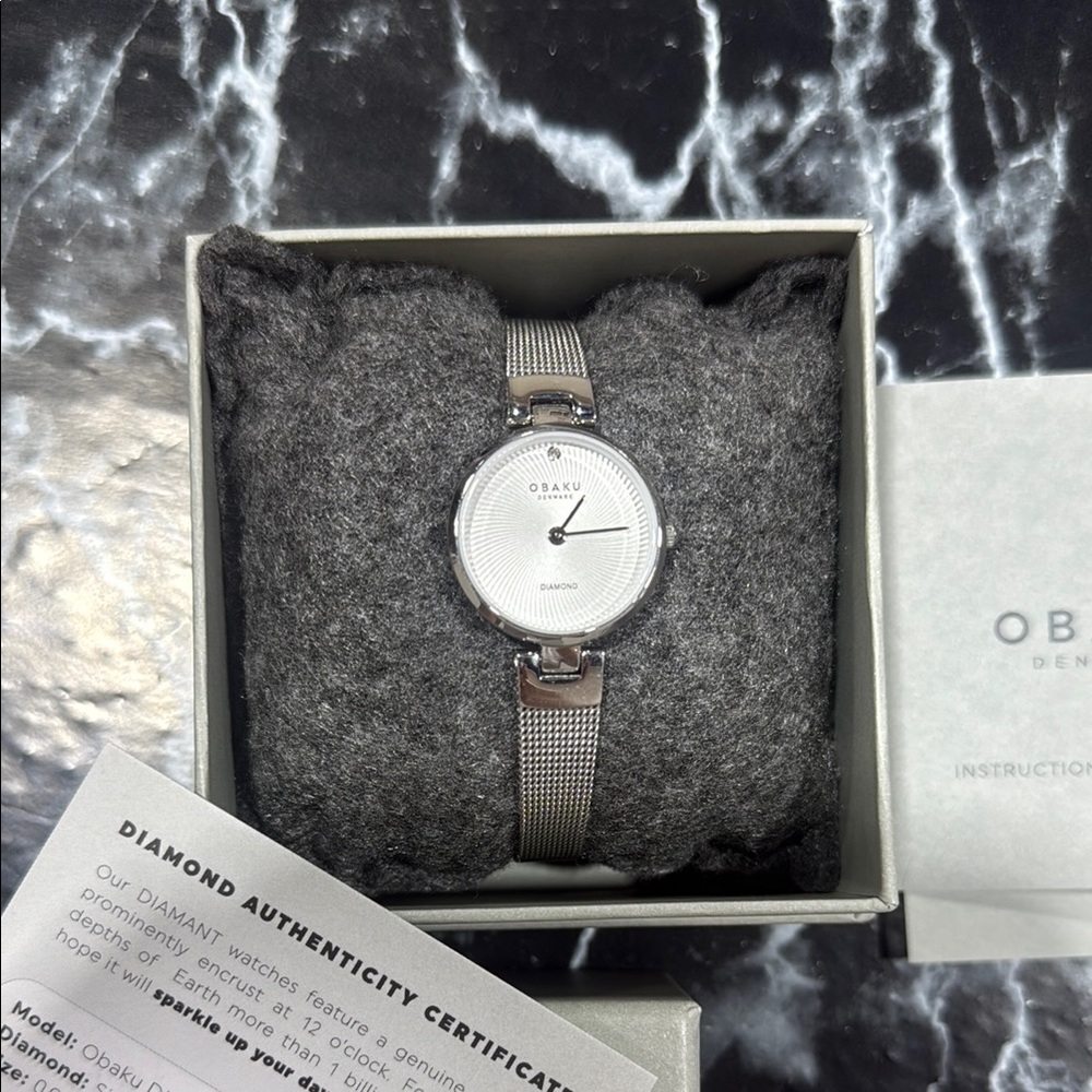 Obaku Denmark Diamant Steel Watch with authentic diamond
